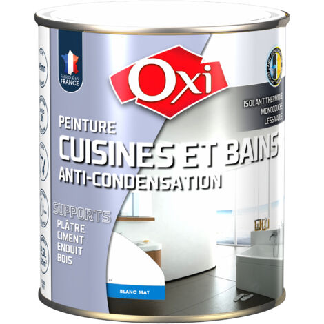 OXI - Peinture mur/plafond cuisine et bain blanc mat 2.5l