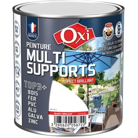 OXI - Peinture TOP 3 bois fer pvc brillant 500ml blanc ral9010