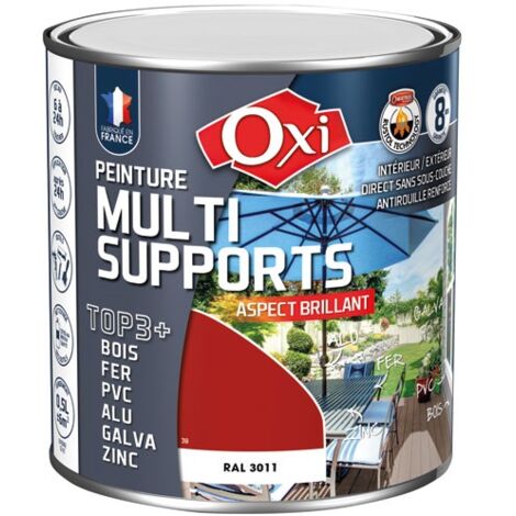 OXI - Peinture TOP 3 bois fer pvc brillant 500ml bordeau ral3011