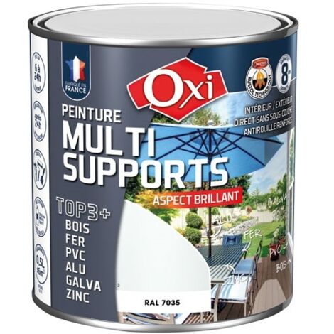 OXI - Peinture TOP 3 bois fer pvc brillant 500ml gris clair 7035