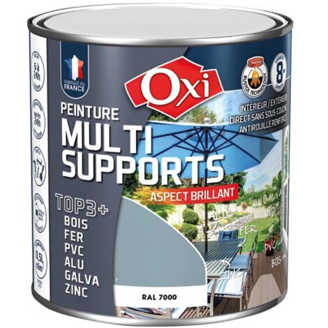 OXI - Peinture TOP 3 bois fer pvc brillant 500ml gris foncé 7000