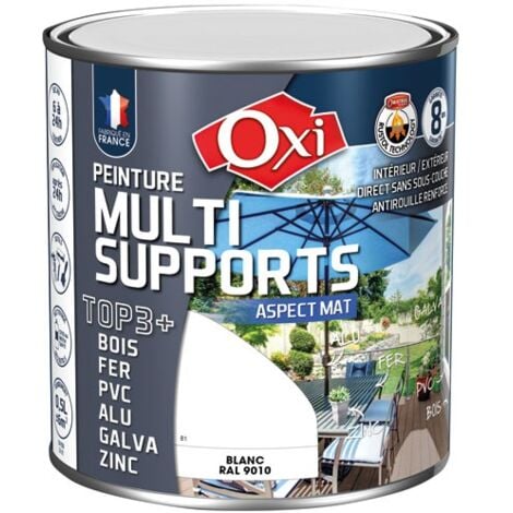 OXI - Peinture TOP 3 bois fer pvc mat 500ml blanc ral9010
