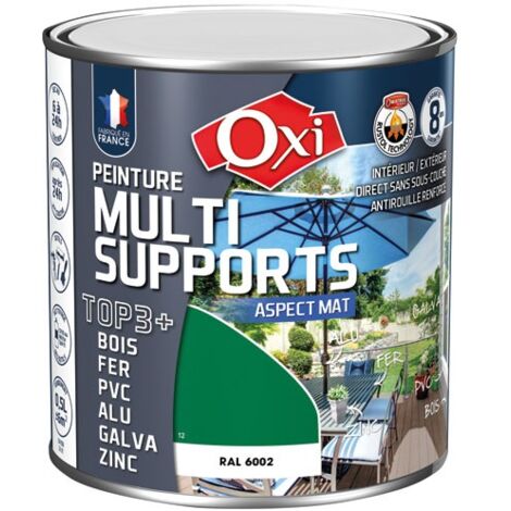 OXI - Peinture TOP 3 bois fer pvc mat 500ml vert jardin ral6002