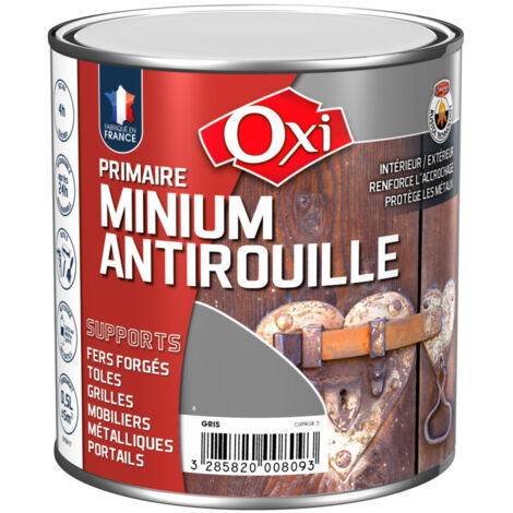 Primaire antirouille gris 250ml – Protection durable contre rouille et oxydation – Finition satinée pour métaux ferreux – OXI