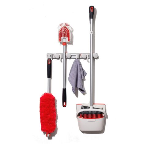 OXO Good Grips - Organizer da parete per scopa e spazzolone, 7,6 x 12,7 x 43,2 cm