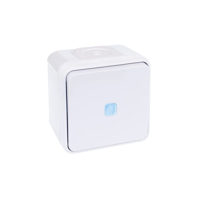 Eurohm oxxo bouton poussoir lumineux étanche complet blanc IP55 - 60814