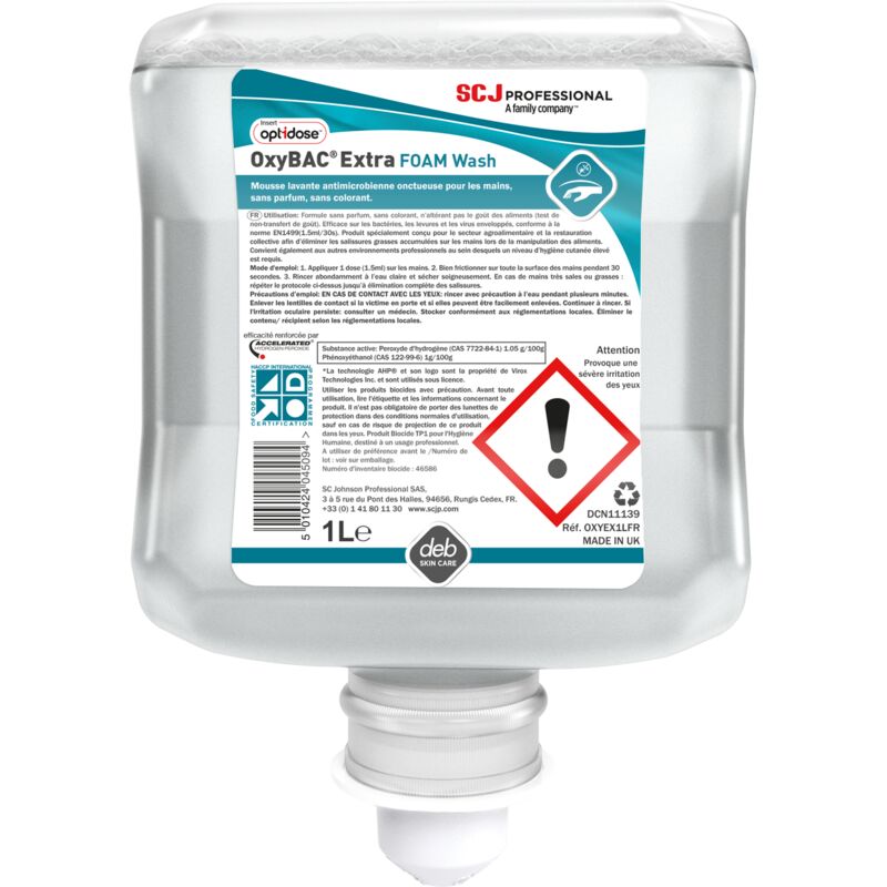 Oxybac fresh foam wash / carton 61l Sc Johnson savons et gels pour les mains
