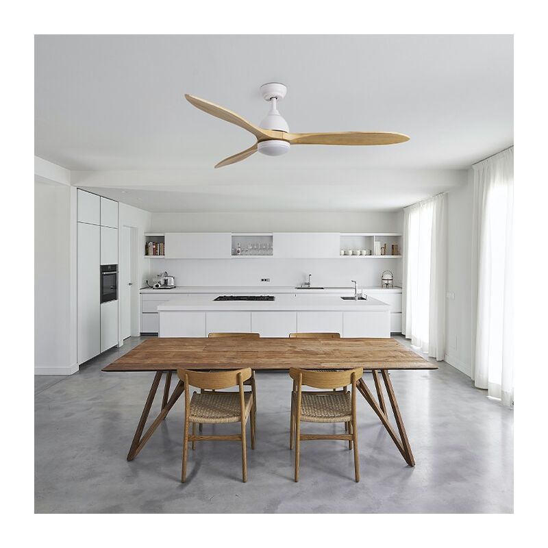 

Ventyly - OXYGEN Ventilador de techo de madera con luz - Motor DC - Ø 152 cm - BLANCO