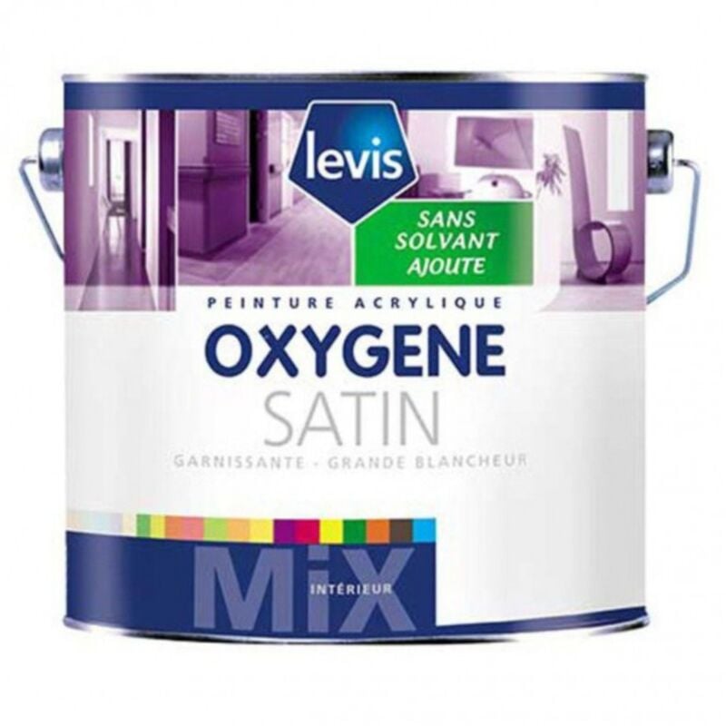 Oxygène Satin Peinture Murale 0% de Solvant Ajouté - Intérieur Finition: Satiné - Couleur: Blanc - Conditionnement: 5L - Levis