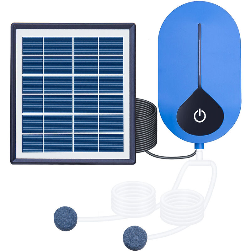 Oxygénateur de Pompe à air d'eau Solaire, aérateur de Pompe à oxygène d'air d'étang de Piscine extérieure avec Tuyau d'oxygène d'aquarium et Pierre à