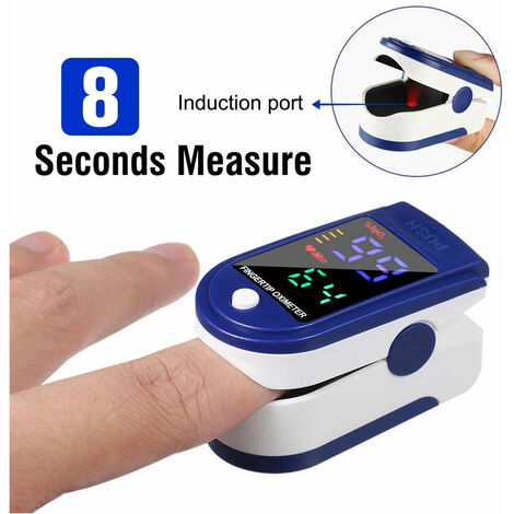 Oxymètre de Doigt Professionnel , Oxymètre de Pouls Électronique Numérique avec Moniteur de Fréquence Cardiaque, Ecran LED-Étui/Lanière inclus-Blanc et Bleu