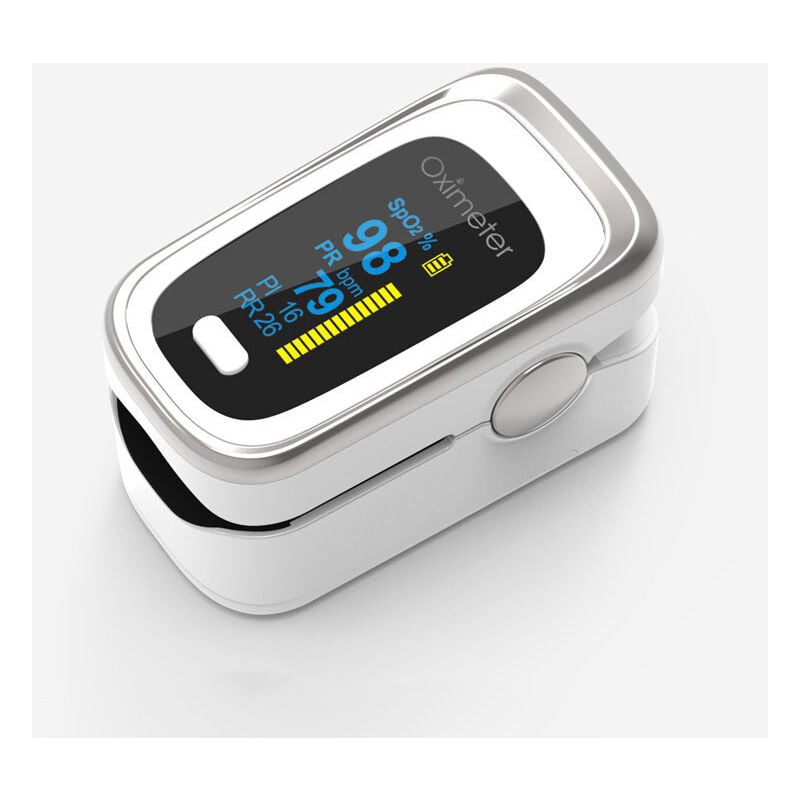 Memkey - Oxymètre de pouls digital pour la mesure de la saturation en oxygène dans le sang et le pouls, 61 x 36 x 32 mm, 41 gr, blanc et argent