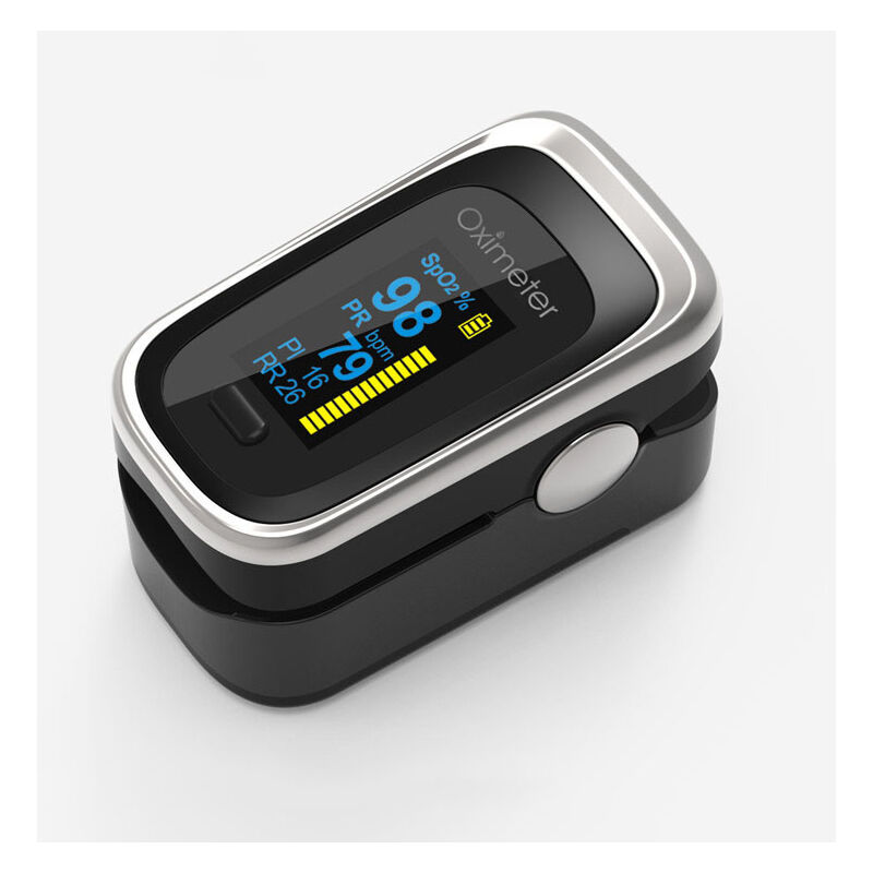 Memkey - Oxymètre de pouls digital pour la mesure de la saturation en oxygène dans le sang et le pouls, 61 x 36 x 32 mm, 41 gr, noir et argent