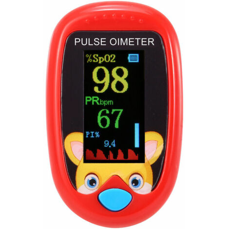 Oxymètre de Pouls pour Enfants Fingertrip Mini Moniteur SpO2 Moniteur de Saturation en Oxygène Moniteur de Fréquence Cardiaque Compteur 5s Lecture Rapide,rouge