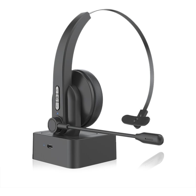 

OY631 Auriculares Bluetooth de un solo oido con microfono Auriculares montados en la cabeza con cancelacion de ruido para telefonos celulares PC