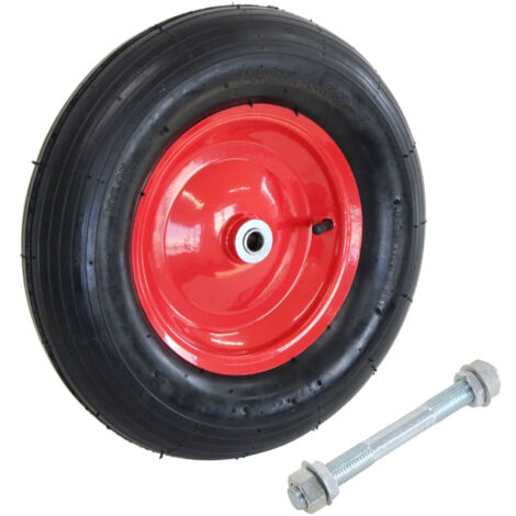 Oypla 16" 4.00-8 Steel Rim Wheelbarrow Replacement Pneumatic Tyre Wheel Including Axle