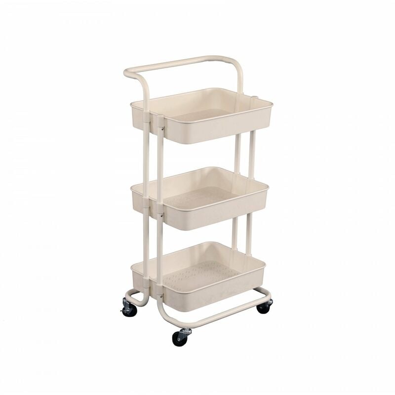 Oypla - 3 Tier White Household Kitchen Bathroom Storage Trolley Cart Shelf