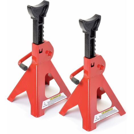 TecTake Set of 2 Axle Stands 3 tonne different colours - Red | no. 401671 Lifting range: 285-425 mm 