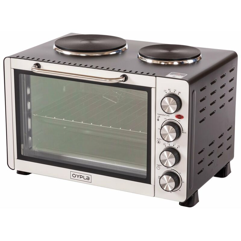 30 Litre Electrical Mini Compact Oven Kitchen Mate c/w 2 Hot Plates, And Timer - Oypla