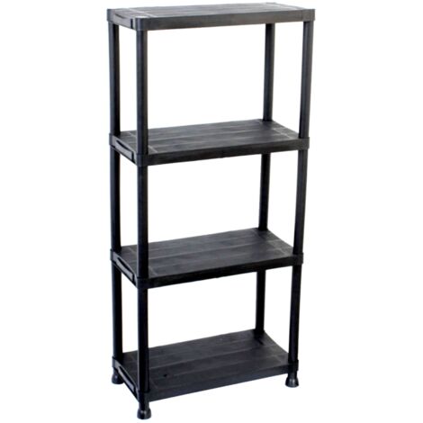 Oypla 4 Tier Black Plastic Heavy Duty Shelving Racking Storage Unit