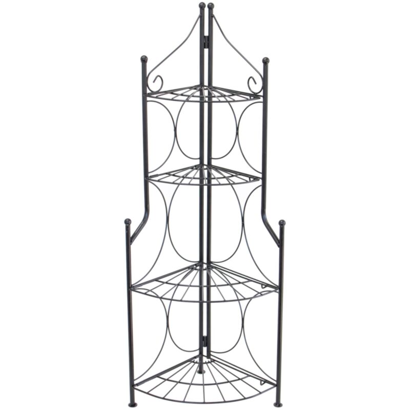 Oypla - 4 Tier Foldable Metal Garden Flower Staging Plant Stand Display Shelf