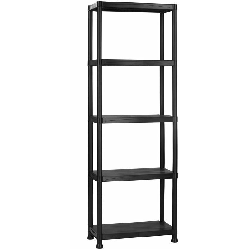 5 Tier Black Plastic Heavy Duty Shelving Racking Storage Unit - Oypla