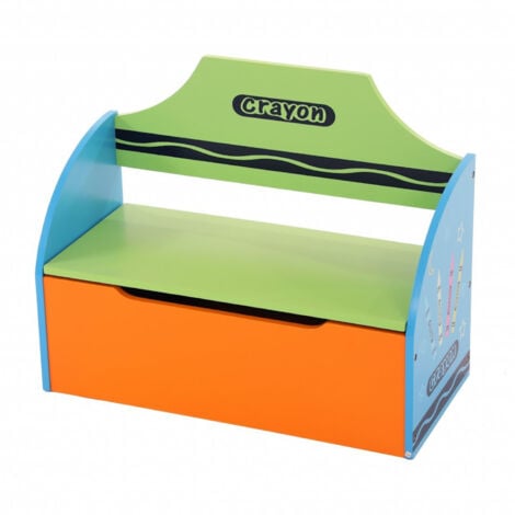 Oypla Childrens Wooden Crayon Toy Storage Unit Box Bench Seat