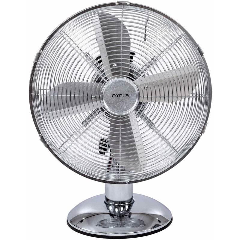 Oypla - Electrical 12 Inch Chrome Metal 3 Speed Desk Fan Oscillating