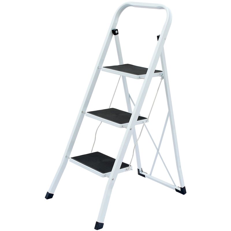 Oypla - Foldable 3 Step Ladder Stepladder Non Slip Tread Safety Steel