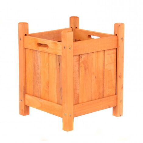 Oypla Garden Wooden Square Flower Planter Ornamental Plant Pot