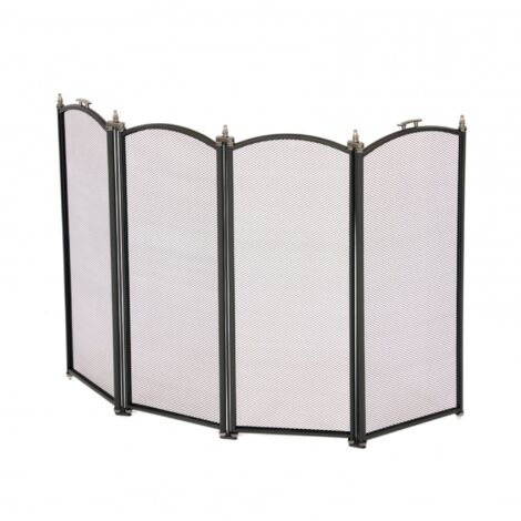 Oypla Heavy Duty Steel 4 Panel Fire Screen Spark Guard
