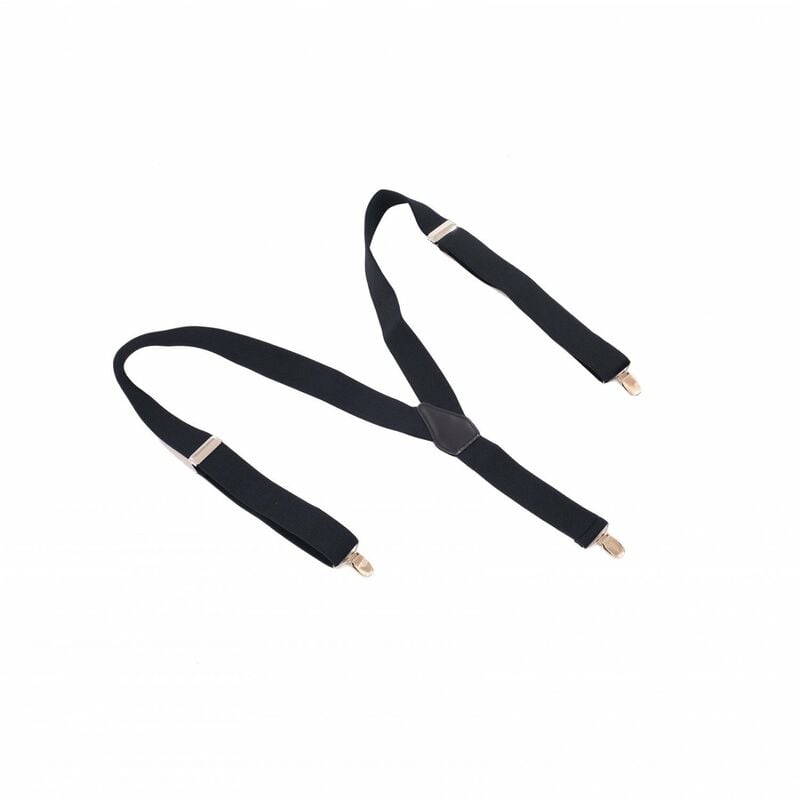 Unisex Black Elastic Adjustable Brace Outfit Suspenders with Metal Clips - Oypla