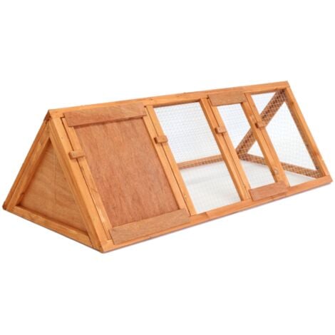Oypla Wooden Outdoor Triangle Rabbit Guinea Pig Pet Hutch Run Cage