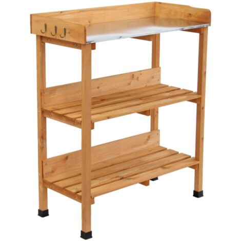 Oypla Wooden Potting Table Flower Plant Workbench Garden Greenhouse