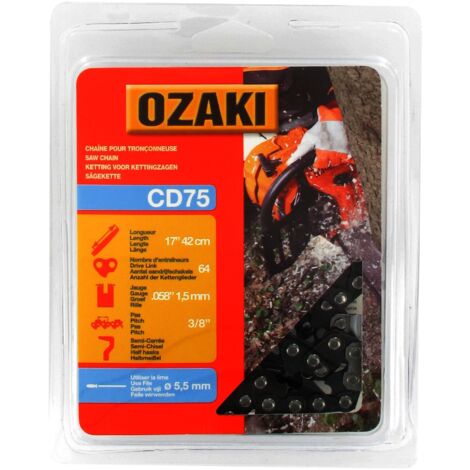 Ozaki 35048 - Catena di motosega, catena passo 3/8, 64 maglie di trascinamento, 0,058-chip (1.5
