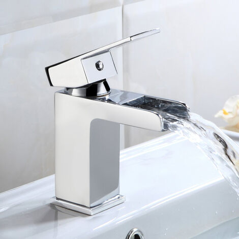 Ozone Contemporary Chrome Waterfall Cloakroom Basin Mono Mixer & Waste