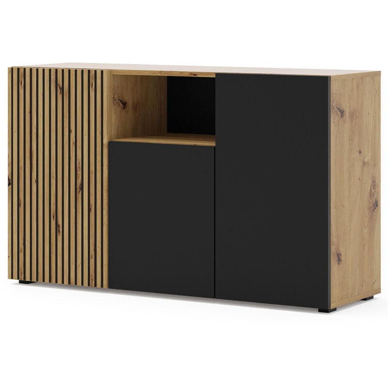 Ozzy - buffet bas - bois et noir - 135 cm