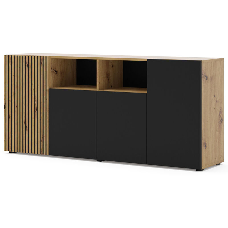 Ozzy - buffet bas - bois et noir - 180 cm - bois / noir