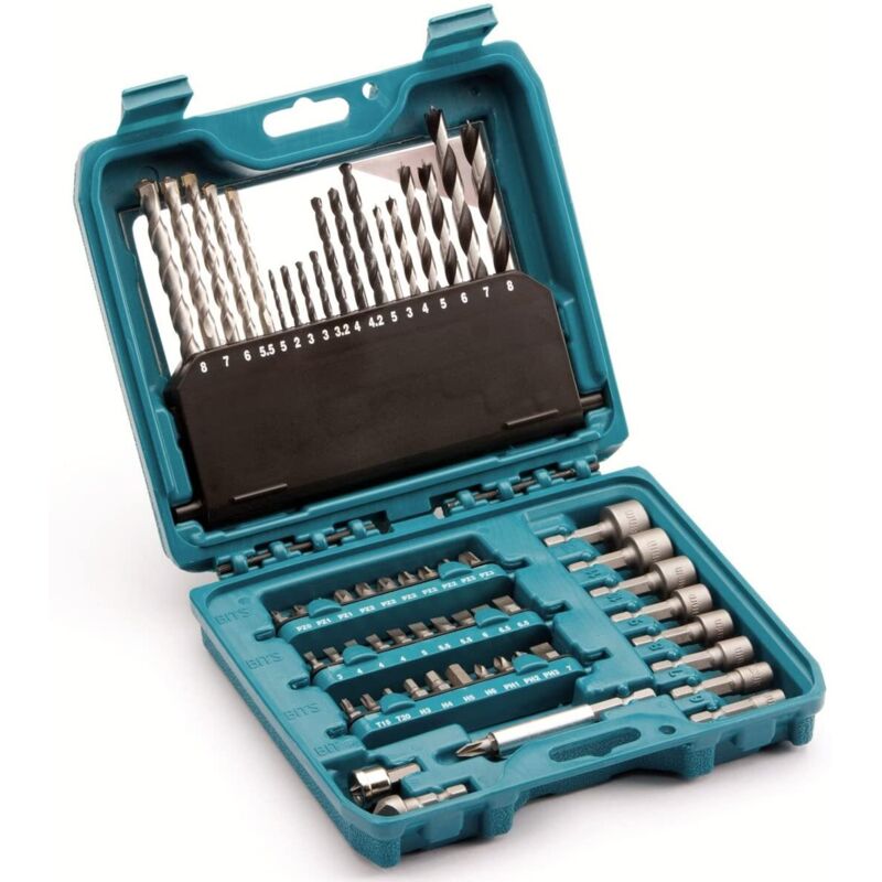 E-11829 60 Piece pro Drill Bit Set Masonry hss Drill Nut Driver Socket - Makita