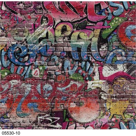 P+S Graffiti Tag Brick Wallpaper Urban Children Kids Teenager Bedroom Washable