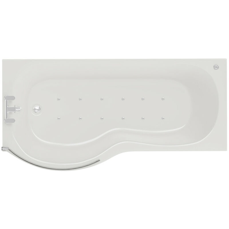 Wholesale Domestic - Plage 1700mm 12 Jet Easifit Left Hand p Shaped Spa Shower Bath with Bath Screen and Front Bath Panel - White