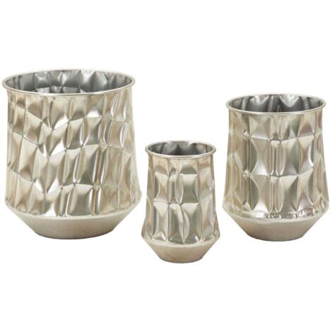 P/SILVER VASES SET 3 PCS CM Ø35X38,5-27,5X33-18,5X26,5