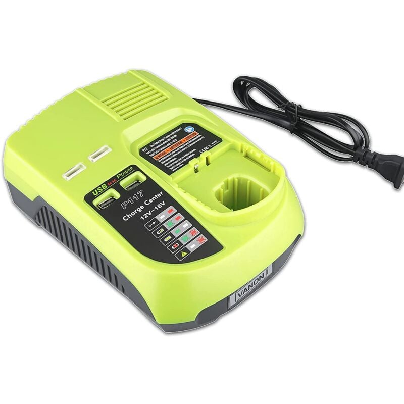 P117 Chargeur de batterie double port pour Ryobi 12V-18V One Plus Li-Ion NI-Cd ni-mh pour Ryobi BPL-1815 P102 P103 P104 P105 P106 P107 P108 P109 P122