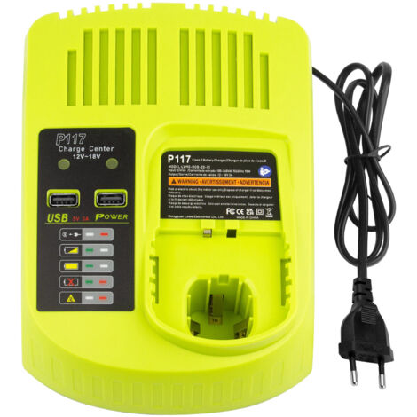 P117B Ersatz für Ryobi 18V Akku ONE+ Ladegerät Kompatibel mit Ryobi 12V-18V Lithium Akku P102 P103 P107 P108 P109 P189 P190
