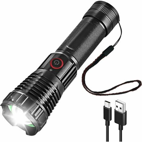 P18 Ultra Powerful LED Torch 1000 Lumens Tactical Flashlight USB Rechargeable 5 Modes Waterproof Torch for Camping Hiking Emergency