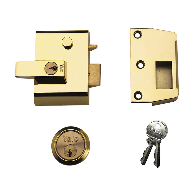 Locks 630002215542 P2 Double Security Nightlatch 40mm Backset Brasslux Finish Visi YALP2B - Yale