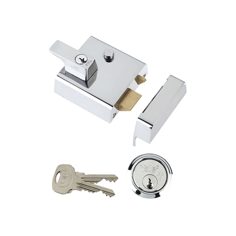 Locks 630002215162 P2 Double Security Nightlatch 40mm Backset Chrome Finish Visi YALP2CHNL - Yale
