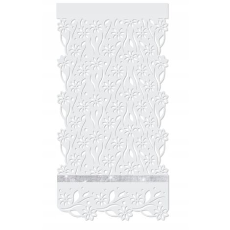 P47 Cortina moderna y elegante con diseño calado y refinado estampado floral, 60 x 120 cm, blanca
