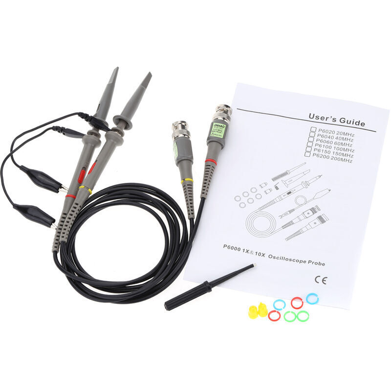 P6100 2Pcs Haute Precision Oscilloscope Sonde 1X 10X 100Mhz Pince Crocodile De Sonde De Test