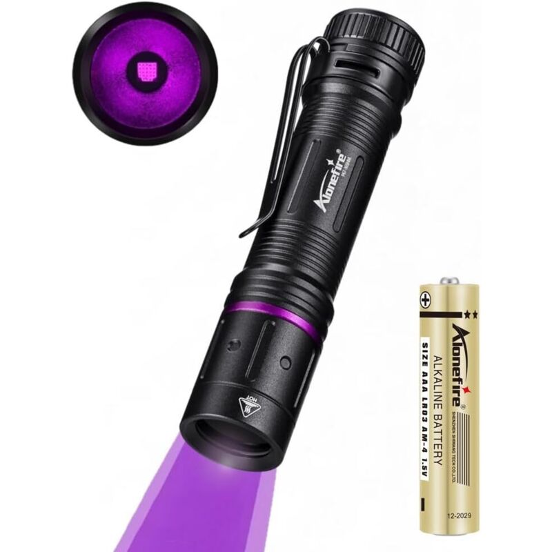 P67 3W Mini Lampe Torche UV LED Puissante 365nm Lumière Noire Très Petit pour Peinture, Minéral, Fluoresceine, Détecteur D'urine, Détection d'argent